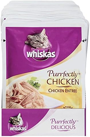 WHISKAS PURRFECTLY Chicken Wet Cat Food Chicken Entree Flavor 3 Ounces (Pack of 24)