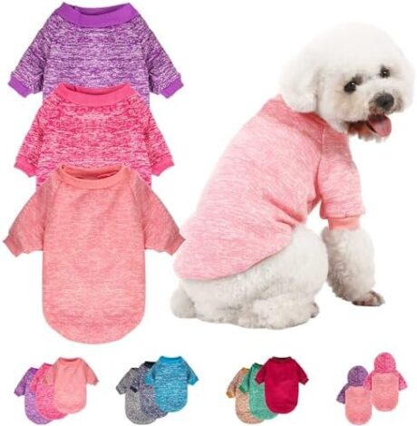 3 Pack Dog Sweater, Dog Sweaters for Small Dogs, Warm Soft Pet Clothes for Puppy, Medium Large Cat, Dogs Girl or Boy, Dog Shirt for Winter Christmas (Pink+Purple+HotPink, X-Small)