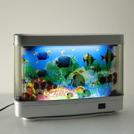 Artificial Tropical Fish Decorative Moving Aquarium Lamp - Virtual Ocean Motion. Kids Fake Fish Tank, Baby Aquarium Toy - Relaxing Mini Crib Ocean Night Light for Bedroom and Office