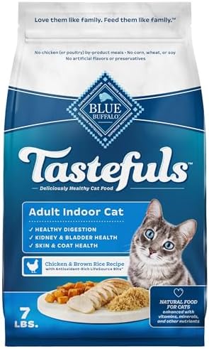 Blue Buffalo Tastefuls Natural Dry Food for Adult Indoor Cats, Chicken & Brown Rice Recipe, 7-lb. Bag