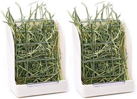 CalPalmy 2-Pack Hay Feeder for Rabbits, Guinea Pigs, and Chinchillas - Minimize Waste and Mess with 5 1/2" x 3 1/2" x 7 3/8" Hanging Alfalfa and Timothy Hay Dispenser