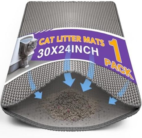 Cat Litter Mat Double Layer Waterproof Urine Proof Trapping Mat 1 Pack (Gray, 30x24 Inch)