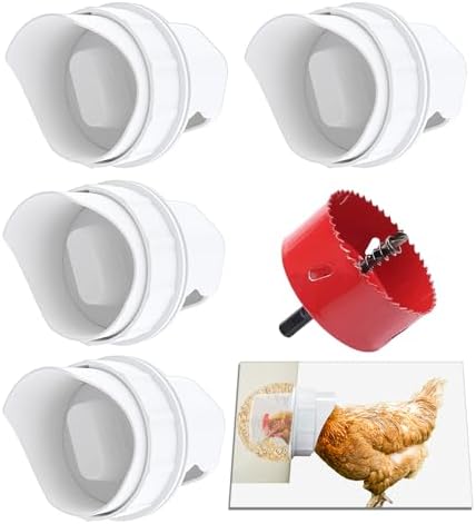 DIY Chicken Feeder Rain Proof Poultry Feeder Port Gravity Feed Kit for Buckets, Barrels, Bins, Troughs