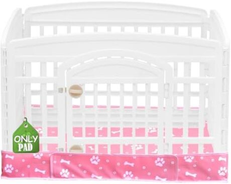Dog Playpen Bottom Pad Fits for 36 Inch 4 Panels Exercise Pet Playpen, Dog Crate Pad Puppy Playpen Pad, Hoop and Loop Design (Note: Playpen Not Included). -Pink