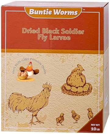 Dried Black Soldier Fly Larvae 10LB, 100% Natural Non-GMO, No Additives, Treat for Chickens, Reptiles and Birds, More Calcium Than Mealworms