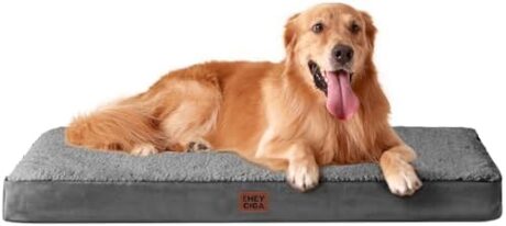 EHEYCIGA Orthopedic XL Dog Beds for Extra Large Dogs with Removable Washable Cover, Grey, 44x32