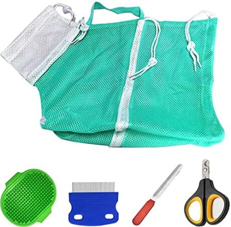 FANOVO Cat Bathing Bag, Cat Shower Net Pet Bag, Cat Grooming Washer Mesh Bag, Adjustable Breathable Multifunctional Anti-Bite and Anti-Scratch Restraint Bag with Pets Nail Clippers for Cat's Bathing