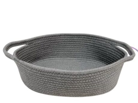 GIFTEXPRESS Gray Woven Basket - 13" x 8" x 5" Cotton Rope Organizing Baskets for Baby Items or Cat & Dog Toys - Cute Soft Gift Storage Bin w/Handles