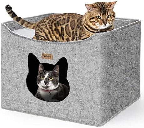 Geizire Cat House Cat Beds for Indoor Cats, Large Cat Hideaway with Cute Interesting Opening Shape Cat Cave for Pets Playing, Climbing, Hiding and Sleeping, Portable Collapsible Cat Tent