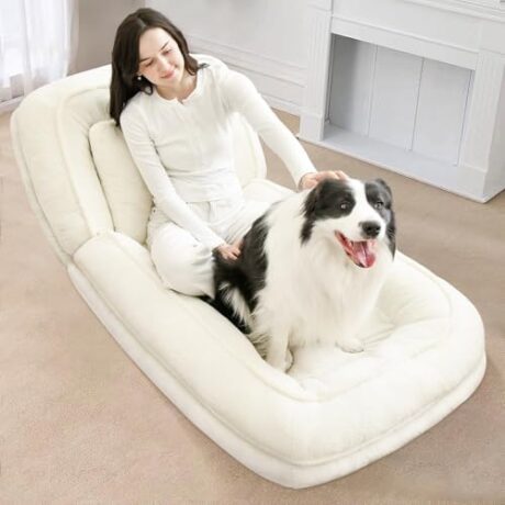 Human Dog Bed Foldable with 5 Adjustable Positions,Washable Plush Bean Bag Bed for Adults Doze Off（70''x35''x10''Inch）