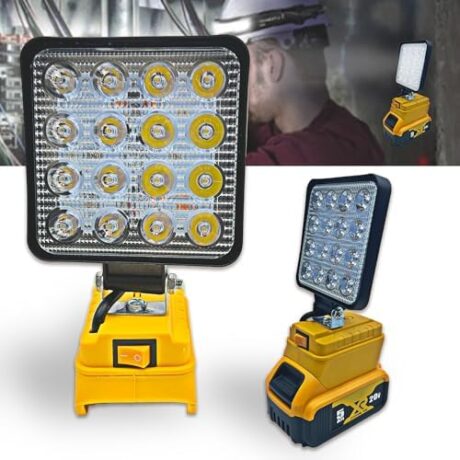 LED Work Light for DW 20V/18V Battery,byczone 20v Work Light with Low Voltage Protection,USB Charging Port LED flishlight for Job Site&Security Lighting/Camping/Outdoor Fishing(Only Tool)