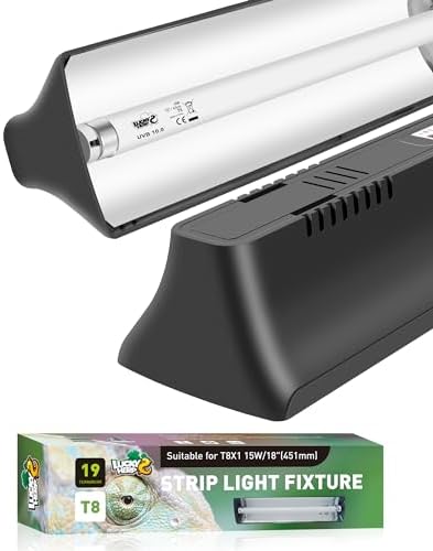 LUCKY HERP T8 Reptile Light Fixture Combo Kit 15W (New Upgrade), UVB Reptile Light Fixture with Desert UVB 10.0 18" Fluorescent Tube, UVA UVB Reptile Light for Lizard, Bearded Dragon, Tortoise