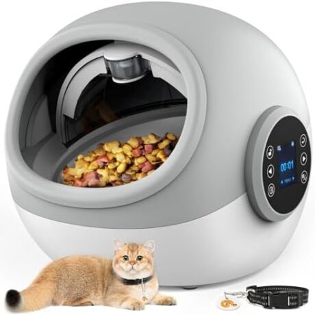 Lesotc RFID Automatic Cat Feeder, Microchip Pet Feeder, Cat Food Dispenser with Collar, Auto Pet Feeder - Prevents Food Stealing, Perfect for Prescription Diets, Schedules Meals for Multiple Cats