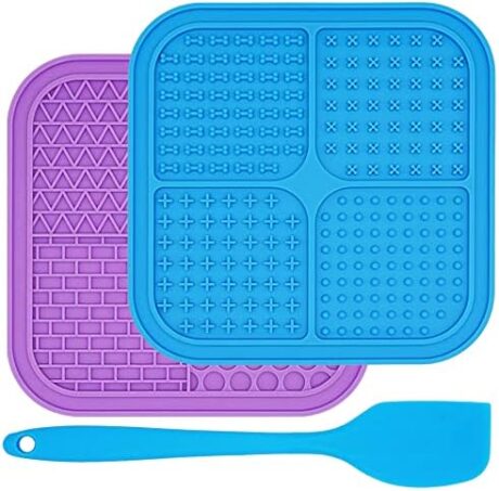 Ley's Dog Licking Mat with Suction Cups, 2 Pack Slow Feeder Mat for Dogs & Cats, Pet Treat Mat Anxiety Relief, Help Pets for Bathing,Nail Trimming