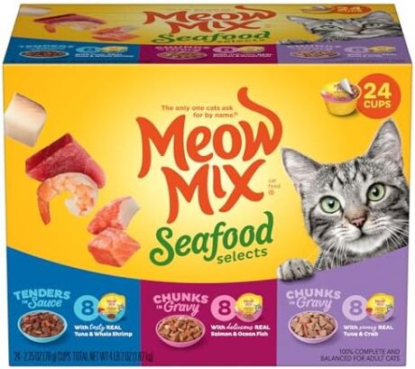Meow Mix Seafood Selects Wet Cat Food Variety Pack, 2.75 Ounce Cups (Pack of 24)