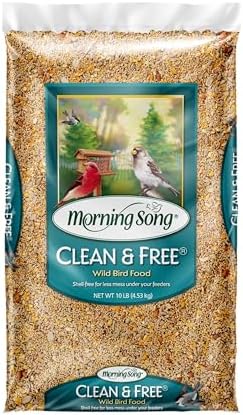 Morning Song Clean & Free Shell Free Wild Bird Food, Premium No Mess Bird Seed for Outside Feeders, 10-Pound Bag