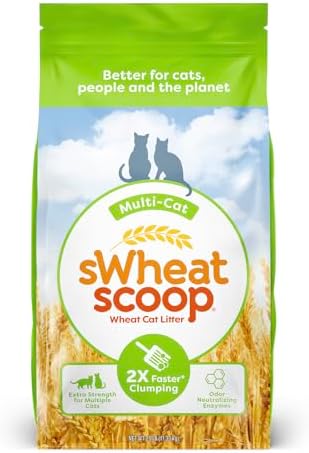 Natural Wheat Multi-Cat Litter, Superior Clumping with Odor Neutralizing Enzymes, 25 Pound Bag