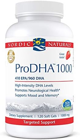 Nordic Naturals ProDHA 1000, Strawberry - 120 Soft Gels - 1660 mg Omega-3 - High-Intensity DHA Formula for Neurological Health, Mood & Memory - Non-GMO - 60 Servings