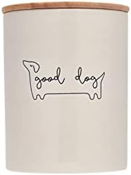 Pearhead Good Dog Treat Jar, Holds 4 Cups, Holiday Pet Owner Christmas Gifts, Ceramic Pet Treat Canister, Neutral Modern Kitchen Decor, Pet Accessories, Dog Biscuit Storage Jar, Freshness Seal