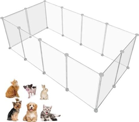Pet Playpen Portable Small Animals Playpen, Customizable Shape & Height Pet Fence Yard Fence for Guinea Pigs, Bunny, Ferrets, Mice, Hamsters, Hedgehogs, Puppies, Turtles-12 Panels