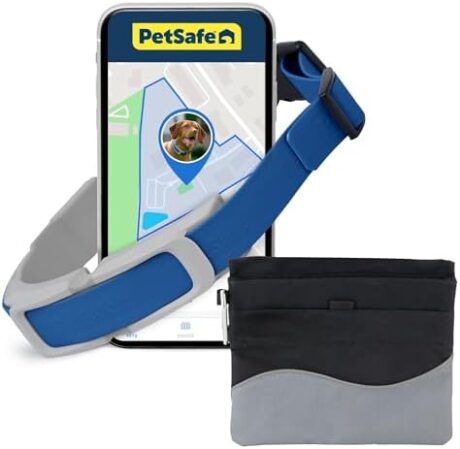 PetSafe Guardian GPS + Tracking Dog Fence Collar – Wireless Dog Fence with Real-Time Tracking – Most Reliable GPS Fence for Yards Over ¾ Acres – Subscription Required – with Black Mini Dog Treat Pouch
