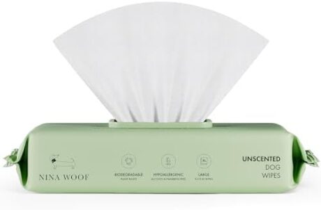 Premium Biodegradable Pet Wipes for Dogs & Cats – Non-Scented, Non-Alcoholic with Aloe Vera – Hypoallergenic Grooming for Paws, Face, Body & Butt (70 Count)