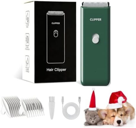 Professional Household Waterproof Low Noise Pet Hair Clippers Electric USB Rechargeable Painless Grooming Tools Hair Grooming Trimmer for Small Medium Dog Cat AP005 Green