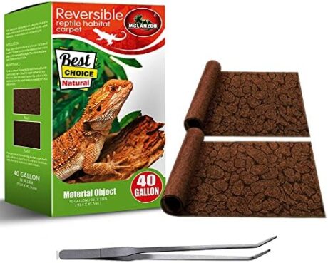 Reptile Carpet 40 Gallon 2 Pack for Bearded Dragon Tank Accessories,Enclosure Terrarium Liner Bedding Mat for Lizard,Gecko,Snake,Chameleons,Tortoise with Tweezers Feeding Tong(36 * 18in)