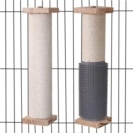 SHENGOCASE 2-Pack Cat Scratching Post for Crate Cage, Cage Mounted Scratching Post with Self Groomer and Massager, Cat Kennel Playpen Accessories