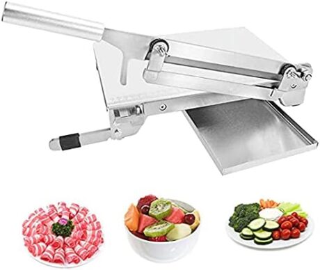 Stainless Steel Manual Frozen, Deli Slicer for Home Cooking,Slicer with Spare Blade,for Hot Pot Shabu Sukiyaki Korean BBQ Pork Beef Jerky Mutton Roll