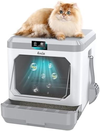 Upgraded Smart Odor Removal Cat Litter Box, Large Litter Box for Big Cats, Enclosed Kitty Litter Box for Multiple Cats, Anti-Urine Leakage, Indoor Easy Clean Litter Box, Assemble, with Scoop&Mat