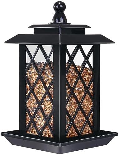 Vivace Large Bird Feeders, Hanging Bird Feeders for Outdoors, 3.2lb Capacity Lantern Wild Bird Feeders for Outside Hanging, Black