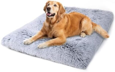 Vonabem Large Dog Bed Crate Pad 36 inch, Washable Pet Crate Beds Large Medium Small Sized Dogs, Deluxe Plush Anti-Slip Dog Cat Mats for Sleeping, Soft Kennel Pad 35 * 23 inch Grey