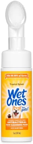 Wet Ones for Pets Antibacterial Paw Cleaner With Built-in Scrubber Brush - Foaming Cleanser for Dog Paws - Washer & Grooming Care - Cleaning Supplies - Tropical Splash Scent 5 oz