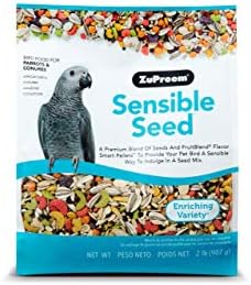 ZuPreem Sensible Seed Bird Food, Parrot, Conure, Caique, African Grey, Eclectus, Small Cockatoo, Seed and Pellet Blend for Medium Large Birds (ML, 2 lbs)
