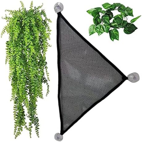kathson Bearded Dragon Hammock Lounger Reptile Breathable Mesh Hammocks Hanging Vines Plants Tank Accessories Habitat Decor for Lizard Gecko Snake Chameleon Iguana Amphibians(3 PCS)
