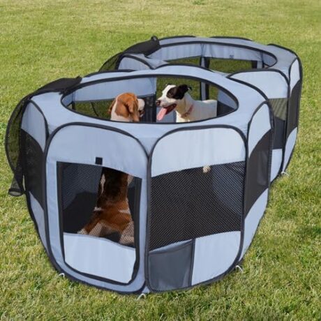 2-in-1 XLarge Pop Up Dog Playpen, Cat Puppy Pet Playpen, Indoor Outdoor Cats Enclosed, Cat Tent Crate Cage Kennel, Portable Playpen for Kitten and Small Animals(No Divider, Unified Space)