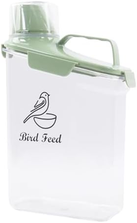 2.8L Airtight Bird Seed Storage Container With Handle and Measuring Cup - Portable Pet Food for Wild Bird Sunflower Seed - BPA Free Transparent/Green