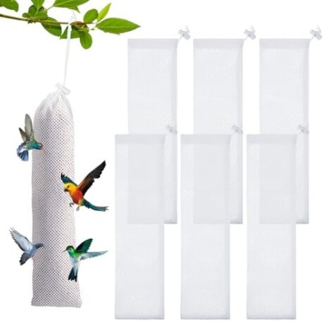 6 Pcs Finch Feeders for Outside, Finch Sock Feeder for Outdoor, Finch Feeder Thistle Feeder Thistle Socks Bird Seed Feeder Sack Wild Bird Food Supply Tools, 15.3" X 3.9", White