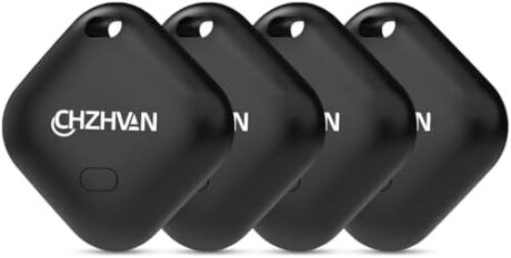 Air Tags-4 Pack, Smart Bluetooth Tracker Works with Apple Find My APP (iOS Only, Not for Android), Keys Finder and Item Locator for Luggage, Backpack, Pets, Replaceable Battery (Black)