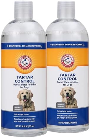 Arm & Hammer for Pets Dental Water Additive for Dogs, Tartar Control | Dog Dental Care Reduces Plaque & Tartar Buildup Without Brushing | Odorless and Flavorless, 16 Fl Ounces - 2 Pack