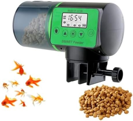 Automatic Fish Feeder for Aquarium, 200ML Large Capacity Auto Food Dispenser with Timer Display for Small Tank, Big Aquariums & Pond