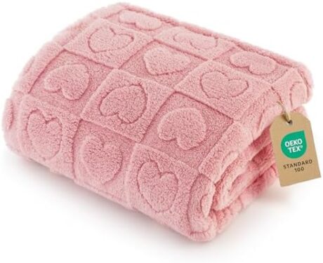 Bedsure Dog Blanket for Small Dogs Washable - Fluffy Fuzzy Puppy Cat Blanket with Premium 300GSM Coral Fleece Soft for Pet Kitten Doggy, Pink, 25x35IN