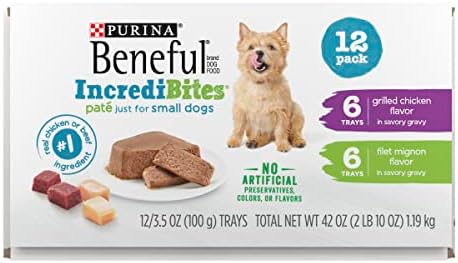 Beneful IncrediBites Grilled Chicken Flavor and Filet Mignon Flavor Wet Food for Small Dogs Variety Pack - 3.5 Ounce (Pack of 12)