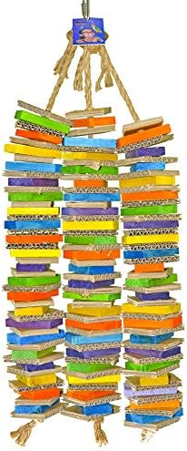 Birds LOVE Chew-Tastic Triple Tower of Shredded Fun Colorful Safe Lots of Wood to Chew - Large Bird Cage Toy for African Greys, Amazons, Eclectus, Cockatoos, Macaws and Similar Sized Birds