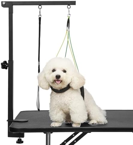Breeze Touch Dog Grooming Table Arm with Clamp 32in, Pet Dog Grooming Table for Small Dogs at Home Foldable, Cat Dog Grooming Harness Stand Holder Portable for Trimming Nails, Drying, Haircut