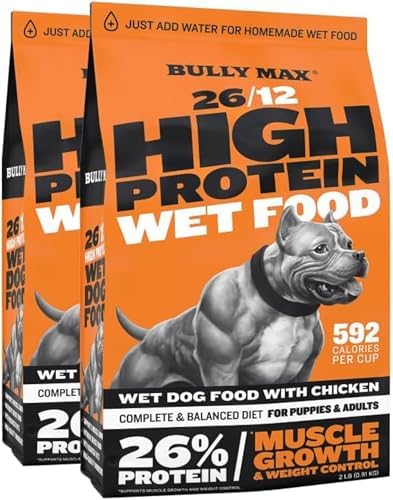 Bully Max Wet Dog Food for Adults & Puppies - Dehydrated High Protein Instant Fresh Soft Dog Food with Chicken - Healthy Muscle Growth for Small & Large Breeds - 4 Dry Pounds (Makes 11 lbs. Wet Food)