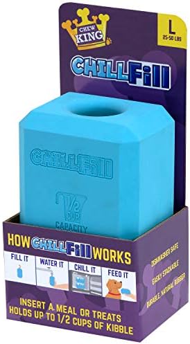 Chew King Premium Treat Dog Toy, Large, Extremely Durable Natural Rubber Fillable Toy Collection, Frozen Feeding,All Breed Sizes, Blue