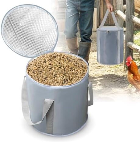 Chicken Feed Storage Container, 20 Lbs Portable Pet Food Storage Container, 5 Layers Insulated Chicken Feed Container for Keeping Dry and Fresh, Airtight Storage Containers for Chicken Feeder