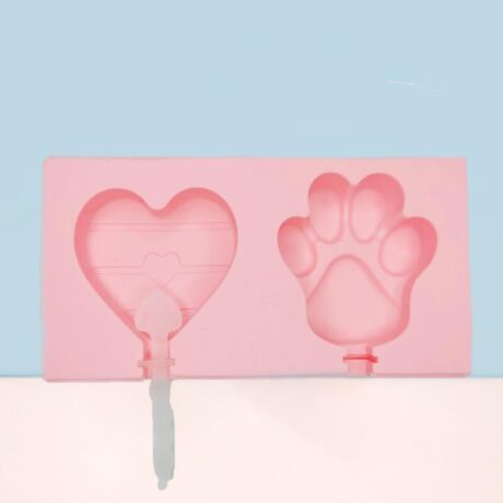 Cute Silicone Popsicle Maker Cat Paw Homemade Popsicle Molds Silicone Frozen Ice Heart Popsicle Maker with 100pcs Popsicle Sticks Reusable Easy Release Ice Pop Maker (Heart)